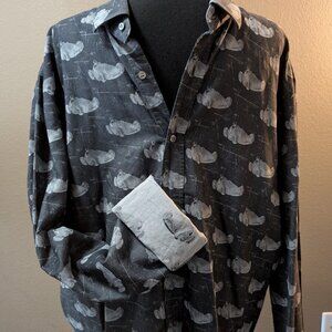 ROBERT GRAHAM Racecar Hand-Crafted Jacquard LS Sport Shirt - Graphite - XXL